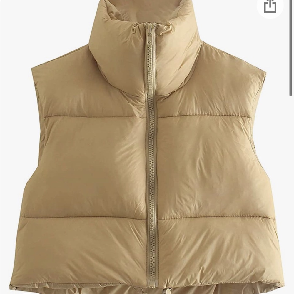 Khaki colored puffer vest